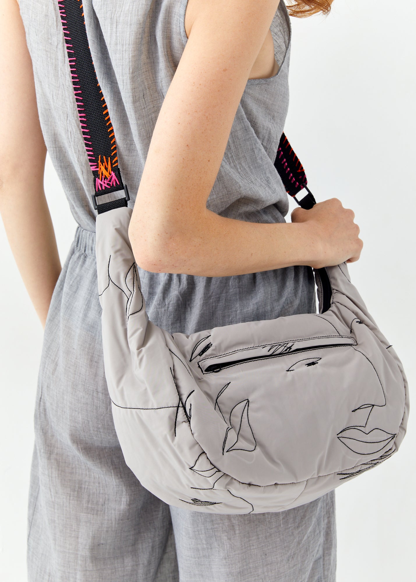 Embroidered side bag